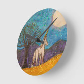 Einhornglas auf dem Mond Runde Wanduhr (Winkel)