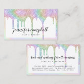 Einhornholografischer Glitzer Tropfen Visitenkarte (Vorne/Hinten)