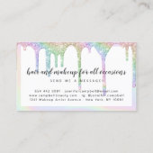 Einhornholografischer Glitzer Tropfen Visitenkarte (Rückseite)