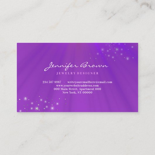 Einhornhorn Funkeln lila Juwelierdiamant Visitenkarte (Rückseite)