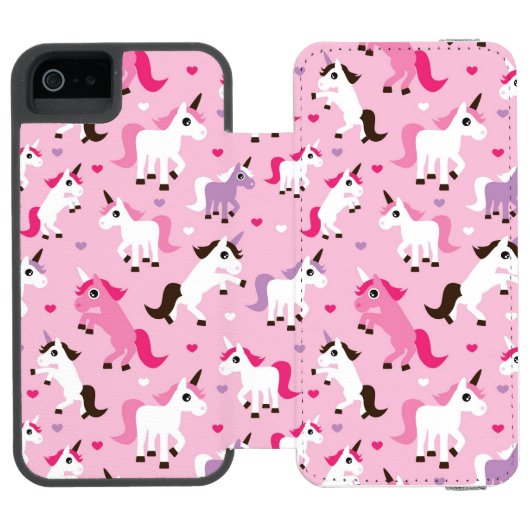 Einhornillustration scherzt Hintergrund Incipio iPhone Geldbeutel-Hülle (Folio Geöffnet)