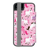 Einhornillustration scherzt Hintergrund Incipio iPhone Geldbeutel-Hülle (Folio Rückseite)