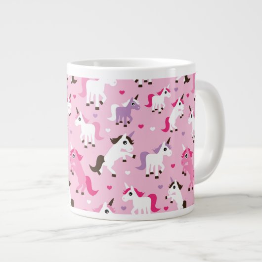 Einhornillustration scherzt Hintergrund Jumbo-Tasse (Vorderseite Rechts)