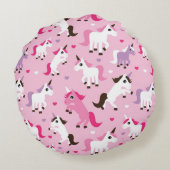 Einhornillustration scherzt Hintergrund Rundes Kissen (Rückseite)