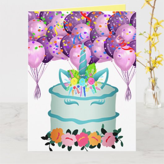 Einhornkarte Karte (Gelbe Blume)