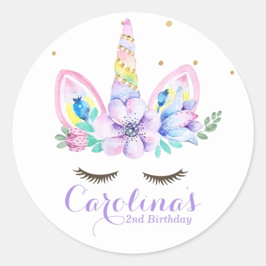 Einhornkleber für Wasserfarben Runder Aufkleber (Vorderseite)