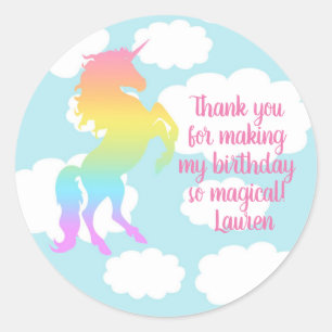Einhornkleber, Rainbow-Einhorn, Party-Aufkleber Runder Aufkleber
