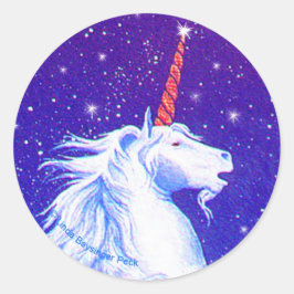 Einhornkopf mit Sternen Runder Aufkleber