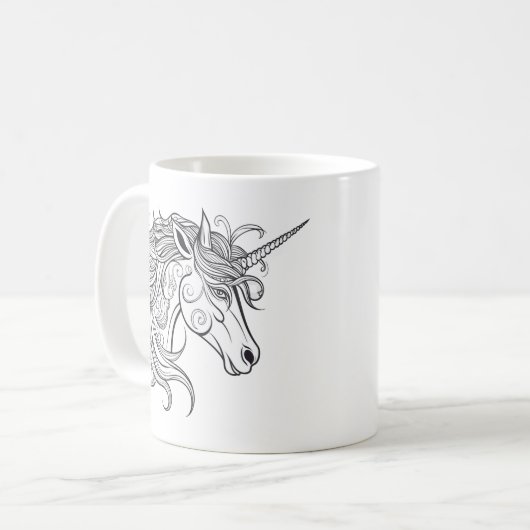 Einhornkopf Zeichnend Kaffeetasse (Vorderseite Links)