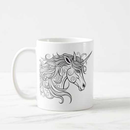 Einhornkopf Zeichnend Kaffeetasse (Links)