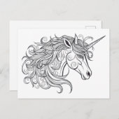 Einhornkopf Zeichnend Postkarte (Vorne/Hinten)