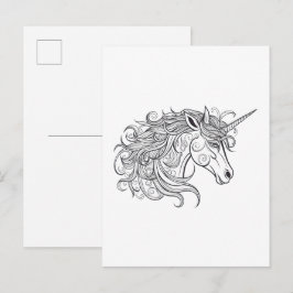 Einhornkopfzeichnung Klein Postkarte