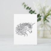 Einhornkopfzeichnung Klein Postkarte (Stehend Vorderseite)
