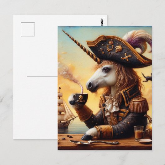 Einhornkunst mit Kaffee Postkarte (Vorne/Hinten)