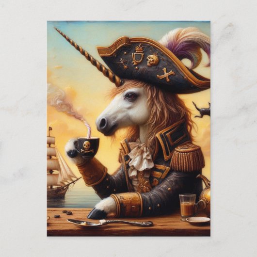 Einhornkunst mit Kaffee Postkarte (Vorderseite)