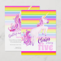 Einhornkunst Regenbogen 5. Geburtstag Einladungen