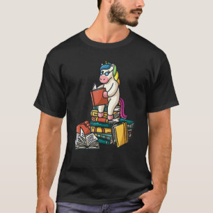 Einhornlesen auf einem Stapel Bücher Unicor T-Shirt
