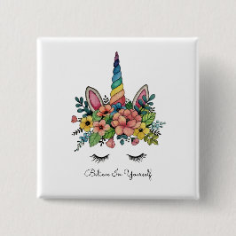 Einhornlinsen mit Regenbogenhaut Button