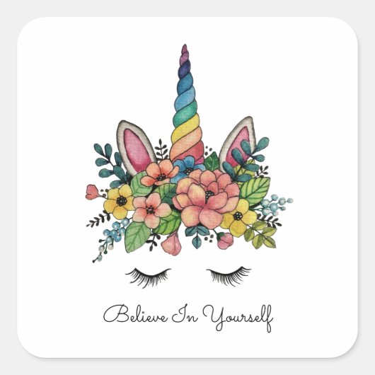 Einhornlinsen mit Regenbogenhaut Quadratischer Aufkleber (Vorderseite)