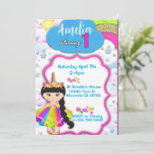Einhornmädchen Einladung zum ersten Geburtstag (Stehend Vorderseite)