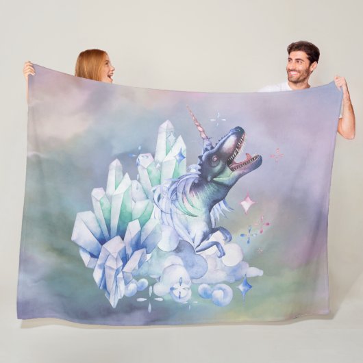 Einhornmagie | Farbenfrohe Pasta Fantasy Wasserfar Fleecedecke (Beispiel)