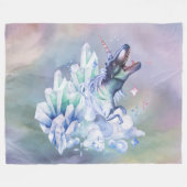 Einhornmagie | Farbenfrohe Pasta Fantasy Wasserfar Fleecedecke (Vorderseite (Horizontal))