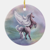 Einhornmagie | Farbenfrohe Pasta Fantasy Wasserfar Keramik Ornament (Hinten)