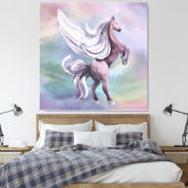 Einhornmagie | Farbenfrohe Pasta Fantasy Wasserfar Leinwanddruck (Insitu (Schlafzimmer))
