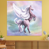 Einhornmagie | Farbenfrohe Pasta Fantasy Wasserfar Leinwanddruck (Insitu (Wohnzimmer))
