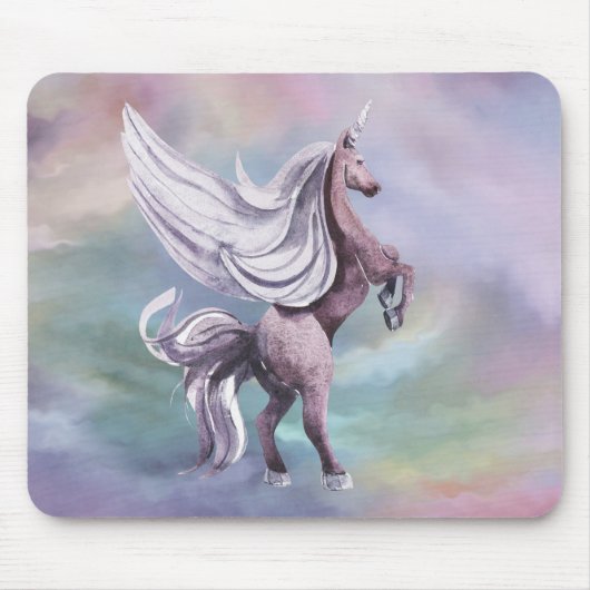 Einhornmagie | Farbenfrohe Pasta Fantasy Wasserfar Mousepad (Vorne)