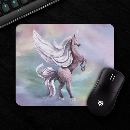 Einhornmagie | Farbenfrohe Pasta Fantasy Wasserfar Mousepad