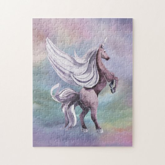 Einhornmagie | Farbenfrohe Pasta Fantasy Wasserfar Puzzle (Vertikal)