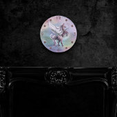 Einhornmagie | Farbenfrohe Pasta Fantasy Wasserfar Runde Wanduhr