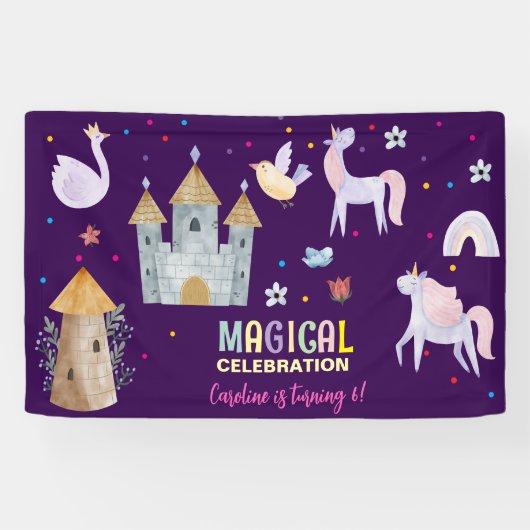 Einhornmagie Geburtstagskinder Banner (Horizontal)