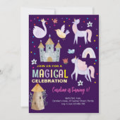 Einhornmagie Geburtstagskinder Einladung (Vorderseite)