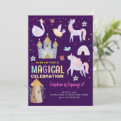 Einhornmagie Geburtstagskinder Einladung (Stehend Vorderseite)