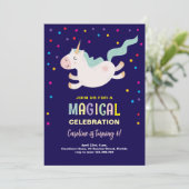 Einhornmagie Geburtstagskinder Einladung (Stehend Vorderseite)