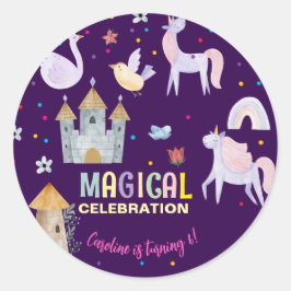 Einhornmagie Geburtstagskinder Runder Aufkleber