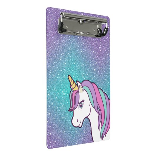 Einhornmagie Mini Klemmbrett (Schrägansicht)