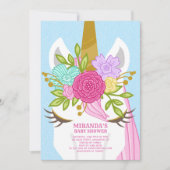 Einhornmassage für Nah-Up-Kinderdusche Einladung (Vorderseite)