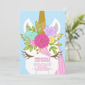 Einhornmassage für Nah-Up-Kinderdusche Einladung (Stehend Vorderseite)