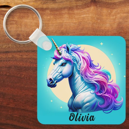 Einhornmonenscheinwerfer: Ihr Name in Sternen Schlüsselanhänger (Vorderseite)