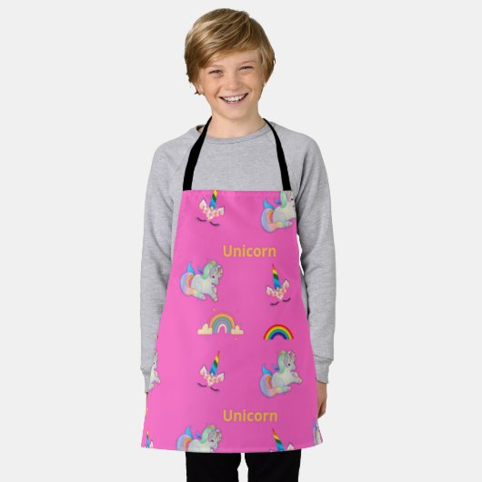 Einhornmuster auf Rosa Schürze (Getragen)