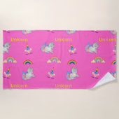 Einhornmuster auf Rosa Strandtuch (Vorderseite)