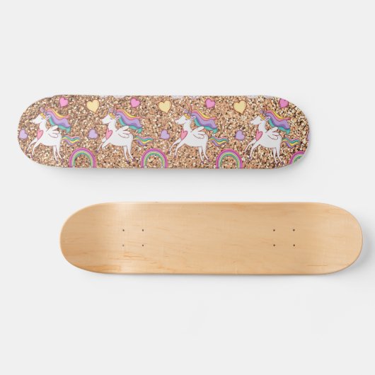 Einhornmuster des Glitzer Skateboard (Horizontal)