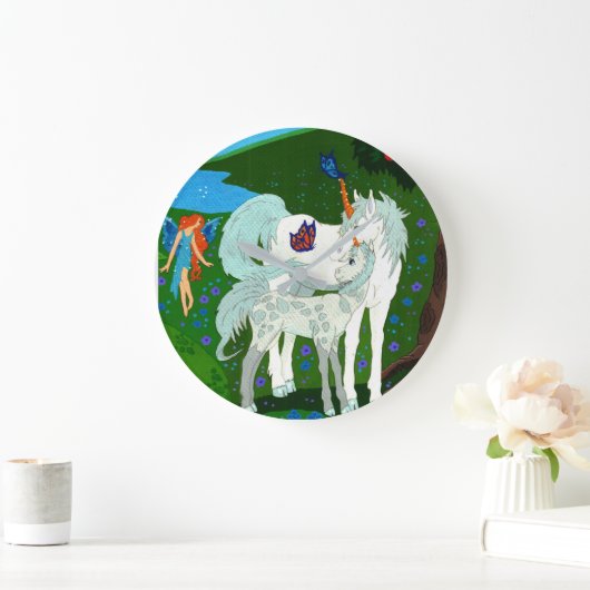 Einhornmutter und Colt Wall Uhr (Zuhause)