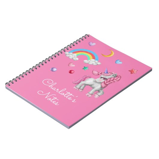 EinhornNotebook, magische Regenbogenstars Einhorn Notizblock (Linke Seite)