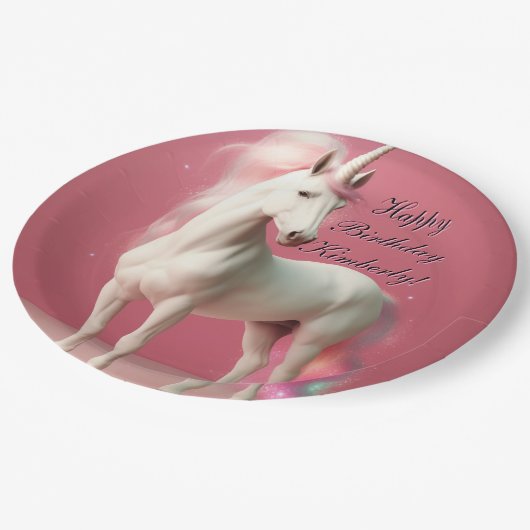 Einhornpapier-Teller Pappteller (Schrägansicht)