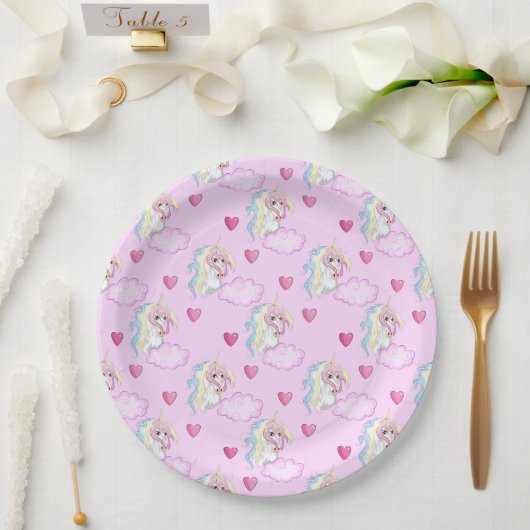 Einhornpapierplatte Pappteller (Hochzeit)