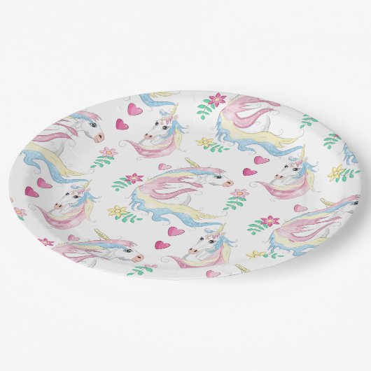 Einhornpapierplatte Pappteller (Schrägansicht)